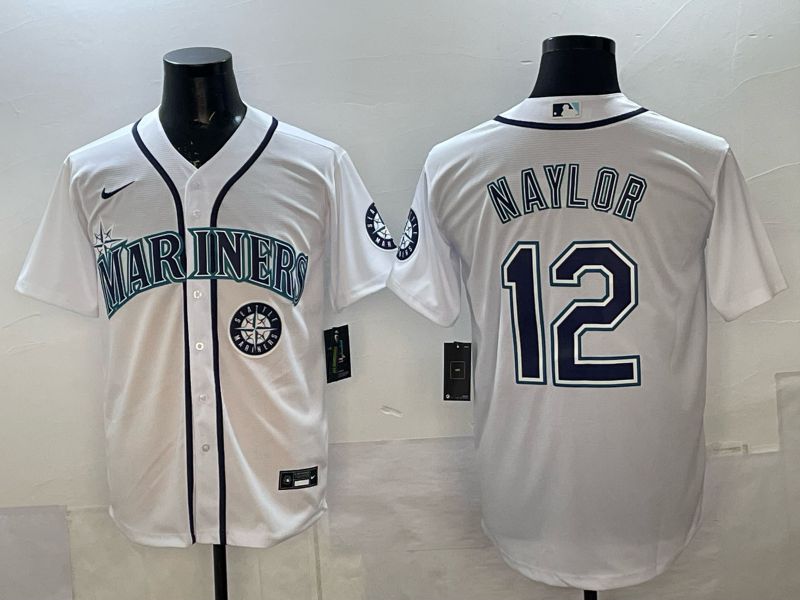 Men 2025 Nike Seattle Mariners #12 Naylor White Game MLB Jersey 08->seattle mariners->MLB Jersey